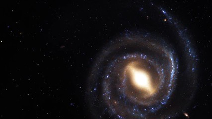 Wall Mural - outer space travel rotating barred galaxy on star field. contains public domain image by nasa