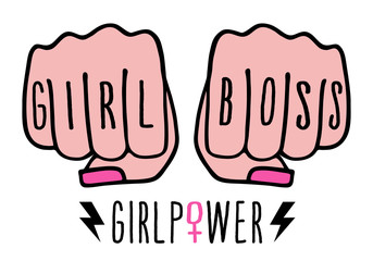 girl boss, female hands, girl power, vector