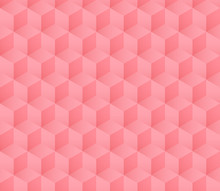 Seamless Soft Pink Cube Pattern With Gradient Color Vector Illustration. Simple Minimalist Geometric Background Design.