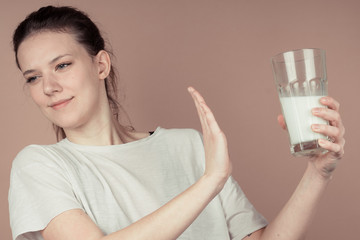 girl drinks milk and is happy