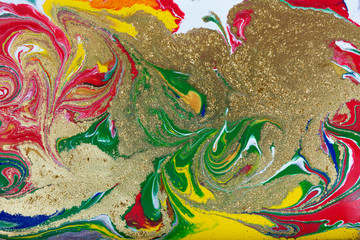  Multicolored gold marbling pattern. Golden marble liquid texture.