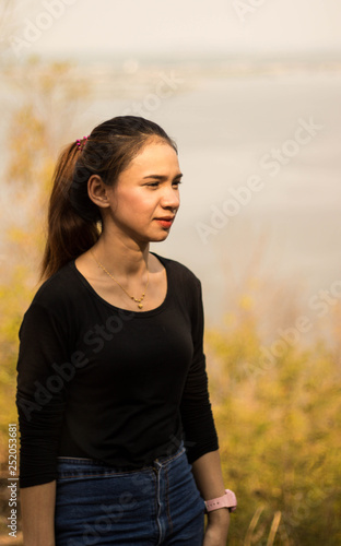 Women White Skin Lovely Brown Hair A Small Woman Red Lips Wearing