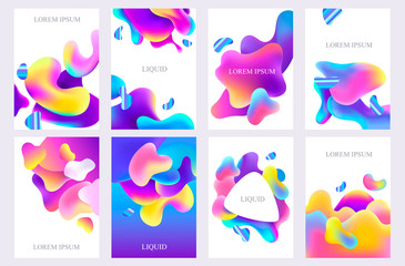 Wall Mural - set of abstract banners with liquid fluid objects. vector illustration. colorful splash. eps10
