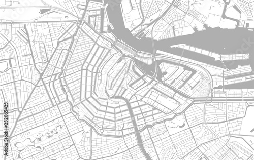 Fotomural White and grey vector city map of Amsterdam