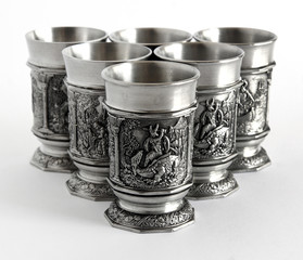 Pewter wine goblets