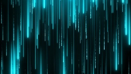Wall Mural - blue neon technology background. abstract application code moving in a cyberspace. data flow texture