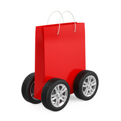 Canvas Print - Shopping Bag on Wheels Isolated