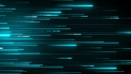Wall Mural - horizontal neon beams. blue technology background. abstract program code moving in a cyberspace. dat