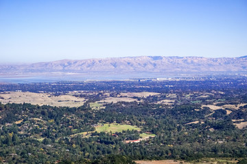 Wall Mural - View towards Mountain View and Sunnyvale, Silicon Valley, south San Francisco Bay Area, California