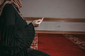 Muslim girl pray in mosque