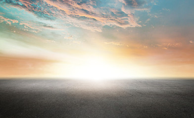 Wall Mural - beautiful sky clouds and floor display and presentation background