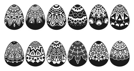 Wall Mural - Set of different easter eggs. Vector illustration.