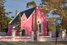 Historic Pink Church In Matjiesfontein.  Built In 19th Century, Now Standing In The Preserved Village