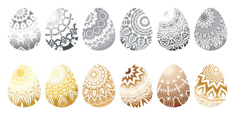 Wall Mural - Set of different colored easter eggs. Vector