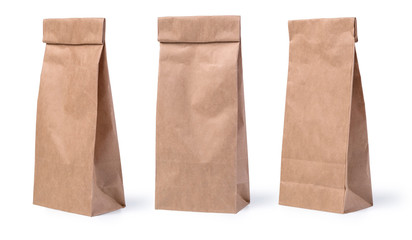 Brown paper bag isolated on white