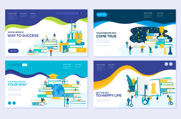 illustration of education, consulting, college, education app modern vector concepts. set of web pag