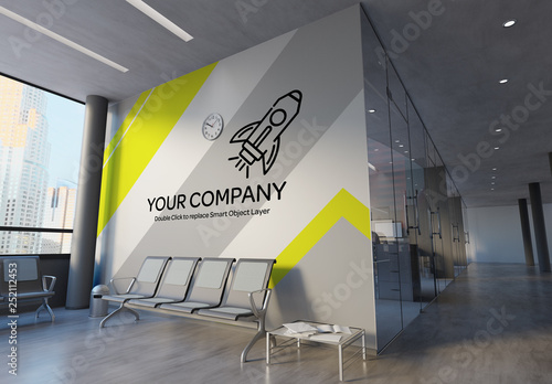 Download Office Wall Mural Mockup Stock Template Adobe Stock