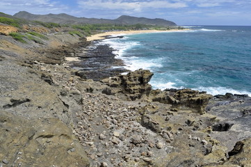 Rocky Coast of Oahu Island, Hawaii, USA