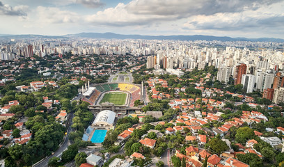 Fototapete - Sao Paulo, stadium of Pacaembu and neighborhood around.