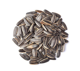 Wall Mural - sunflower seeds on white background