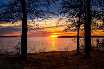 Sunset from lake Thunderbird in Norman.