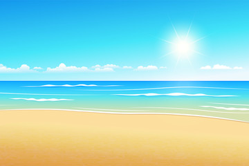 Seascape vector illustration. Paradise beach.