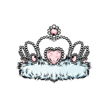 Crown Vector. Painted Diadem. Vector Illustration For A Greeting Card, Poster, Or Print On Clothes.