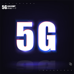 Poster - Dark poster 5g networks. Neon-style.   Marketing website landing template. vector illustration.