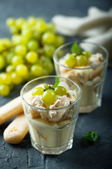 Poster - White grape trifle dessert or tiramisu