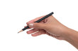 © teen00000 - Woman hand holding pencil, writing, drawing, pointing isolated on white
