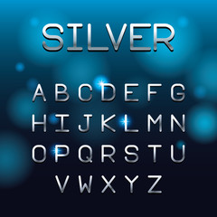 Sticker - Silver font letters alphabet