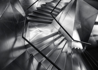 Fototapete - Spiral staircase Metal steel Modern Building Architecture detail