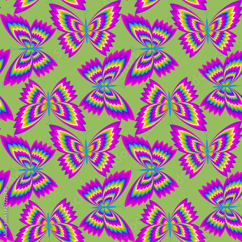 Download Dance Of Rainbow Butterflies Optical Illusion Of Movement Seamless Pattern Stock Vector Adobe Stock
