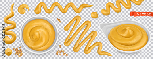 Mustard 3d vector realistic set Poster Mural XXL