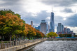 © robertharding - Autumn (fall) colours in Lower Manhattan's Hudson River Park looking towards One World Trade Centre, New York