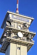 Top Of The Klinovec Broadcasting Tower With Antennas