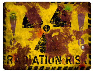 Wall Mural - Nuclear radiation warning sign, rotten signage, grunge style symbol