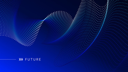 Wall Mural - abstract futuristic background with asymmetrical wavy dots in blue tones. aspect ratio 16:9. eps10 v