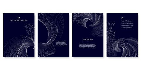 Wall Mural - Set of Futuristic Cover Design Templates with Wavy Dots. EPS8 Vector.