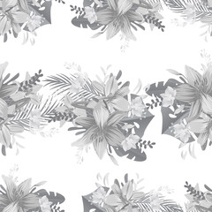  tropic liliya and monsterasyrface pattern design. Nature plant vector