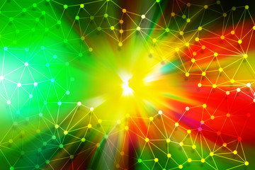 Wall Mural - network connection on moving abstact vivid colorful background, technology and digital network conce
