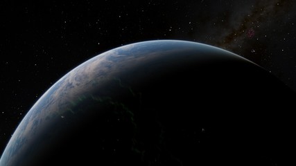 Planet Earth from space 3D illustration orbital view, our planet from the orbit, world, ocean, atmosphere, land, clouds, globe (Elements of this image furnished by NASA)