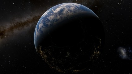 Planet Earth from space 3D illustration orbital view, our planet from the orbit, world, ocean, atmosphere, land, clouds, globe (Elements of this image furnished by NASA)