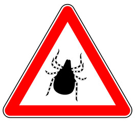 Sticker - sd95 Schild-Dreieckig - german - Zeckengefahr: Hyalomma Zecken - english - hyalomma ticks - red xxl g7271