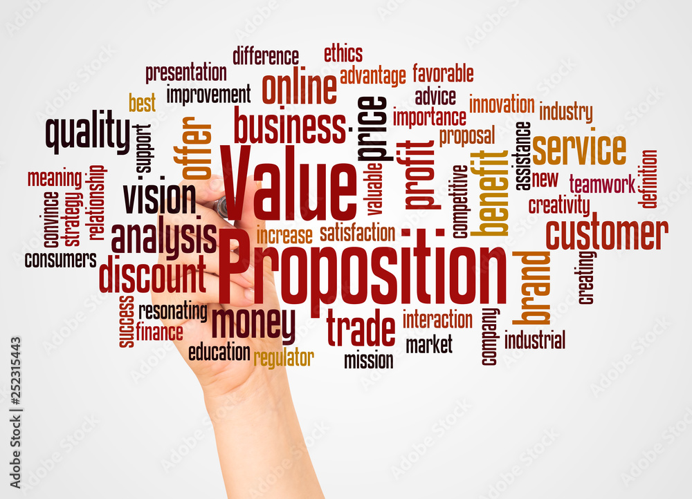 Value Proposition word cloud and hand with marker concept Stock ...