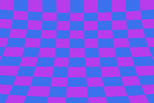 Warped Perspective Coloured Checker Board Effect Grid Purple And Blue