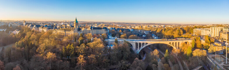 Wall Mural - Aerial view of Luxembourg in winter morning