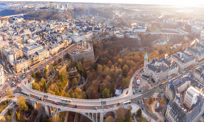 Wall Mural - Aerial view of Luxembourg in winter morning