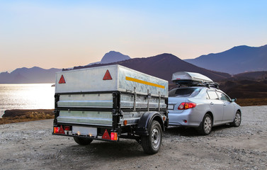 Sticker - Car trailer by the sea