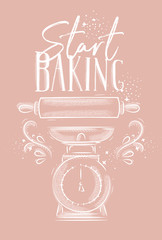 Wall Mural - Poster start baking pink